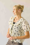 The Carlota Tie Front Polka Dot Blouse in Ivory