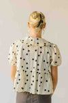 The Carlota Tie Front Polka Dot Blouse in Ivory