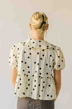 The Carlota Tie Front Polka Dot Blouse in Ivory