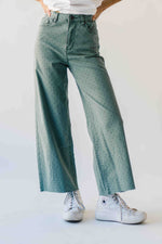 The Junie Polka Dot Wide Leg Pant in Teal Green