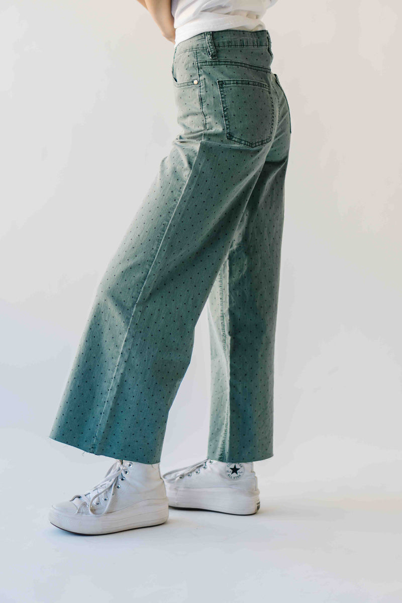 The Junie Polka Dot Wide Leg Pant in Teal Green