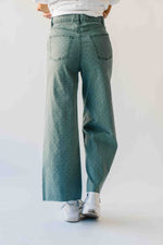 The Junie Polka Dot Wide Leg Pant in Teal Green