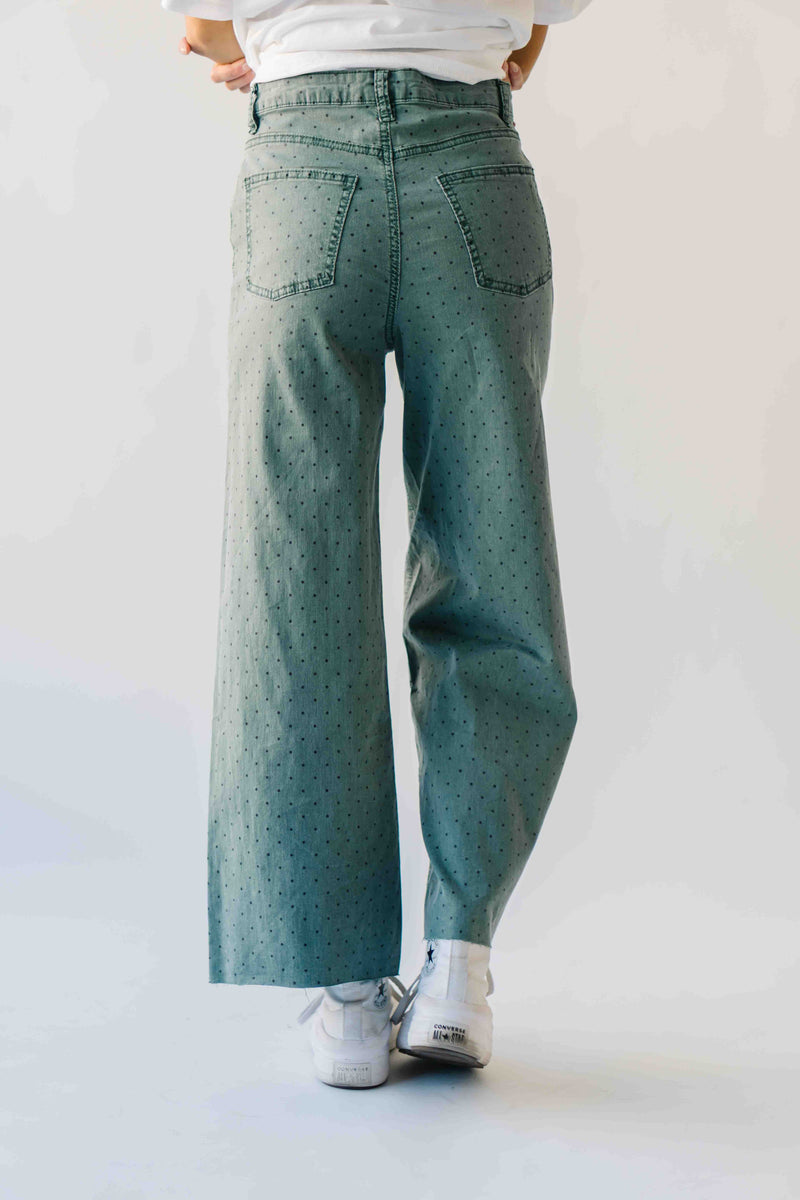 The Junie Polka Dot Wide Leg Pant in Teal Green