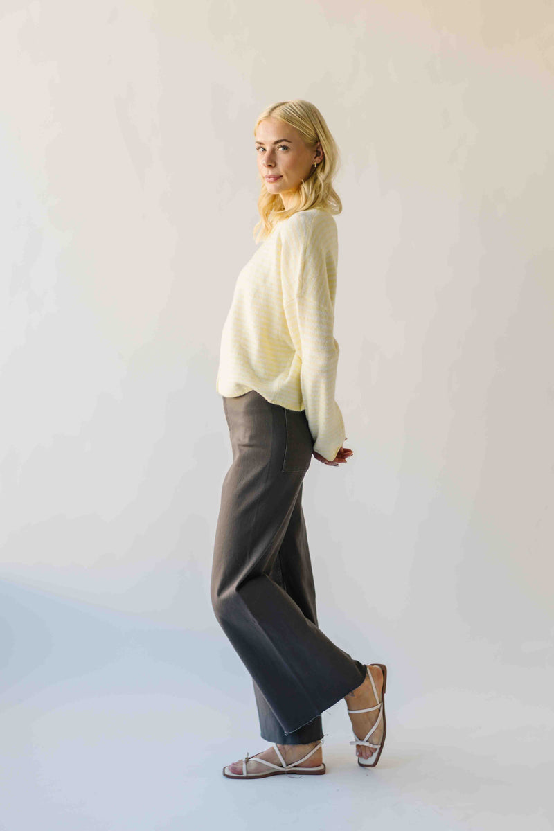 The Riggs Button-Down Sweater in Ivory + Butter Mini Stripe