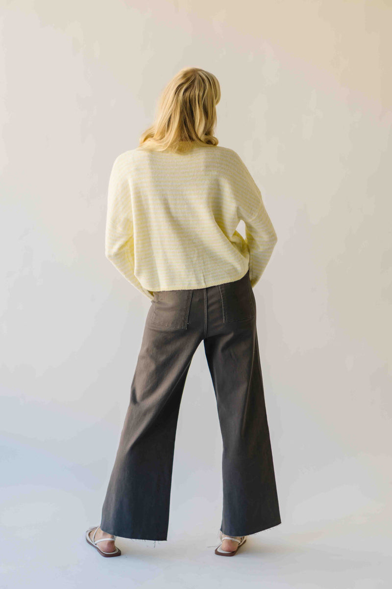 The Riggs Button-Down Sweater in Ivory + Butter Mini Stripe