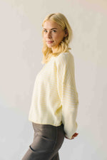 The Riggs Button-Down Sweater in Ivory + Butter Mini Stripe