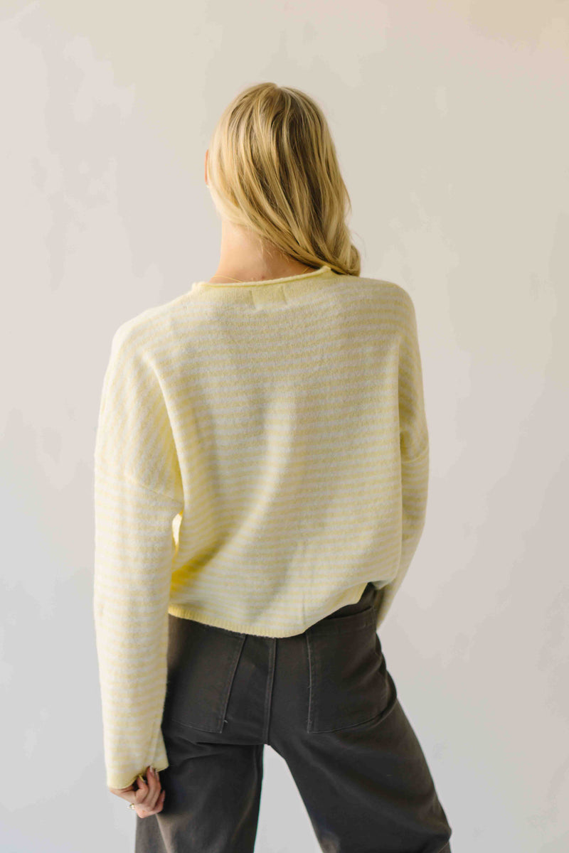 The Riggs Button-Down Sweater in Ivory + Butter Mini Stripe