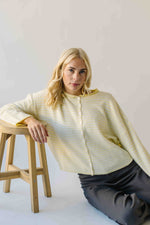 The Riggs Button-Down Sweater in Ivory + Butter Mini Stripe