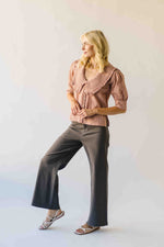 The Bowie Collared Blouse in Grapefruit Plaid