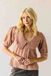 The Bowie Collared Blouse in Grapefruit Plaid