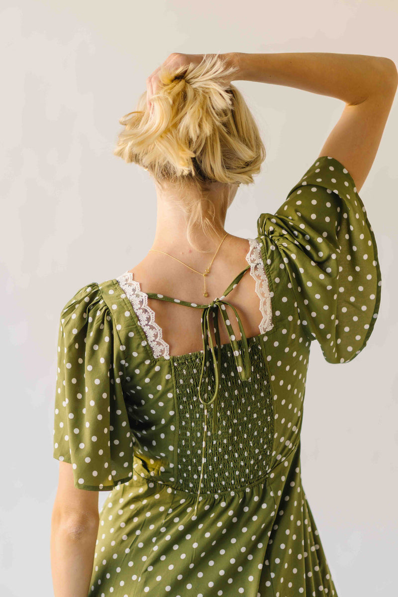 The Rodgers Flutter Sleeve Midi Dress in Olive