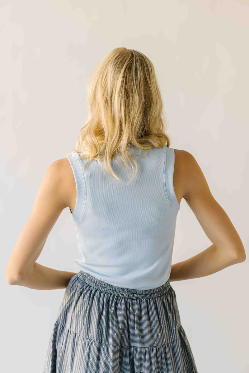 The Denison Basic Ribbed Tank in Baby Blue
