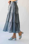 The Morriston Tiered Midi Skirt in Black Multi