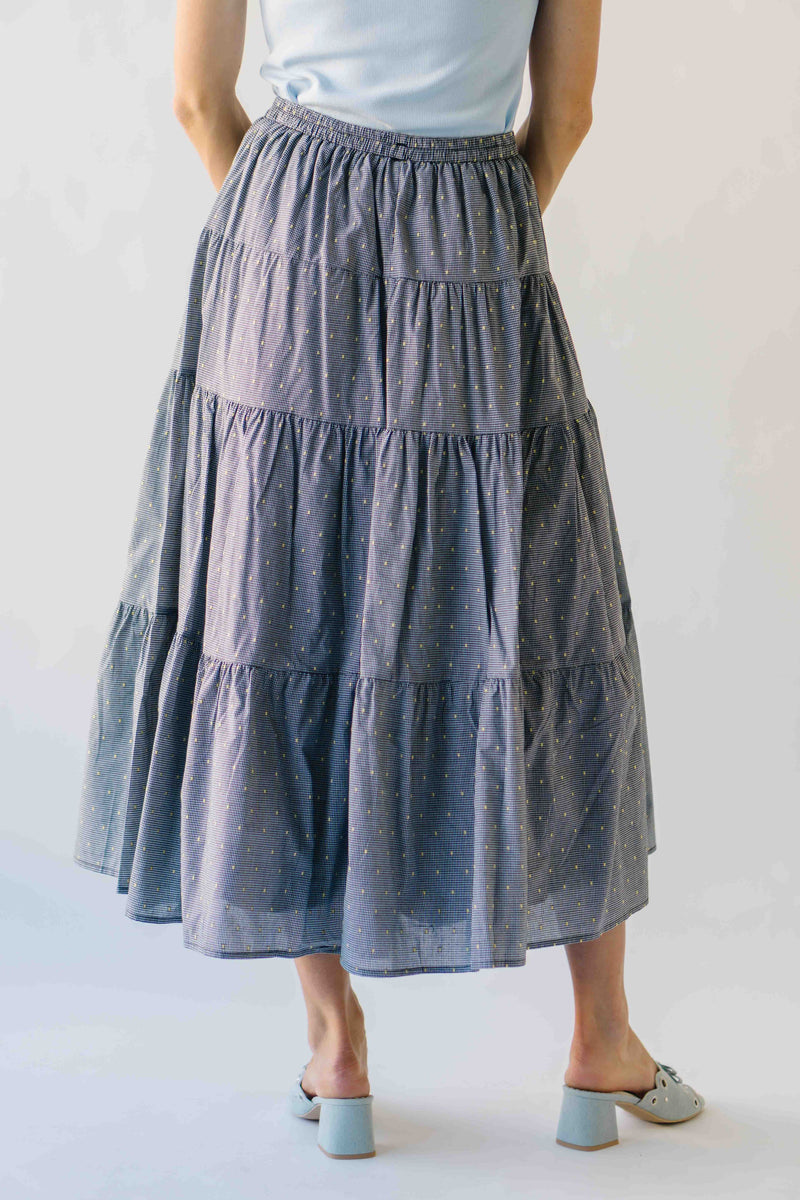 The Morriston Tiered Midi Skirt in Black Multi