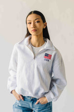 The USA Collared Quarter Zip Pullover in Grey