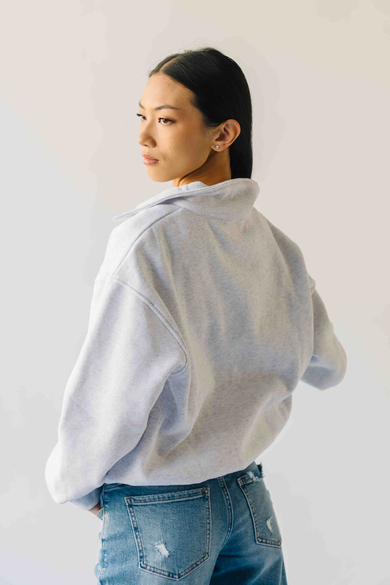 The USA Collared Quarter Zip Pullover in Grey