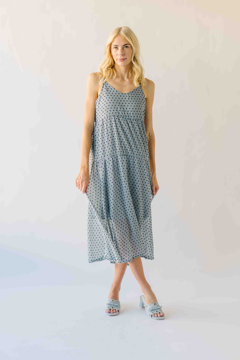 The Hiltonia Polka Dot Tank Dress in Blue