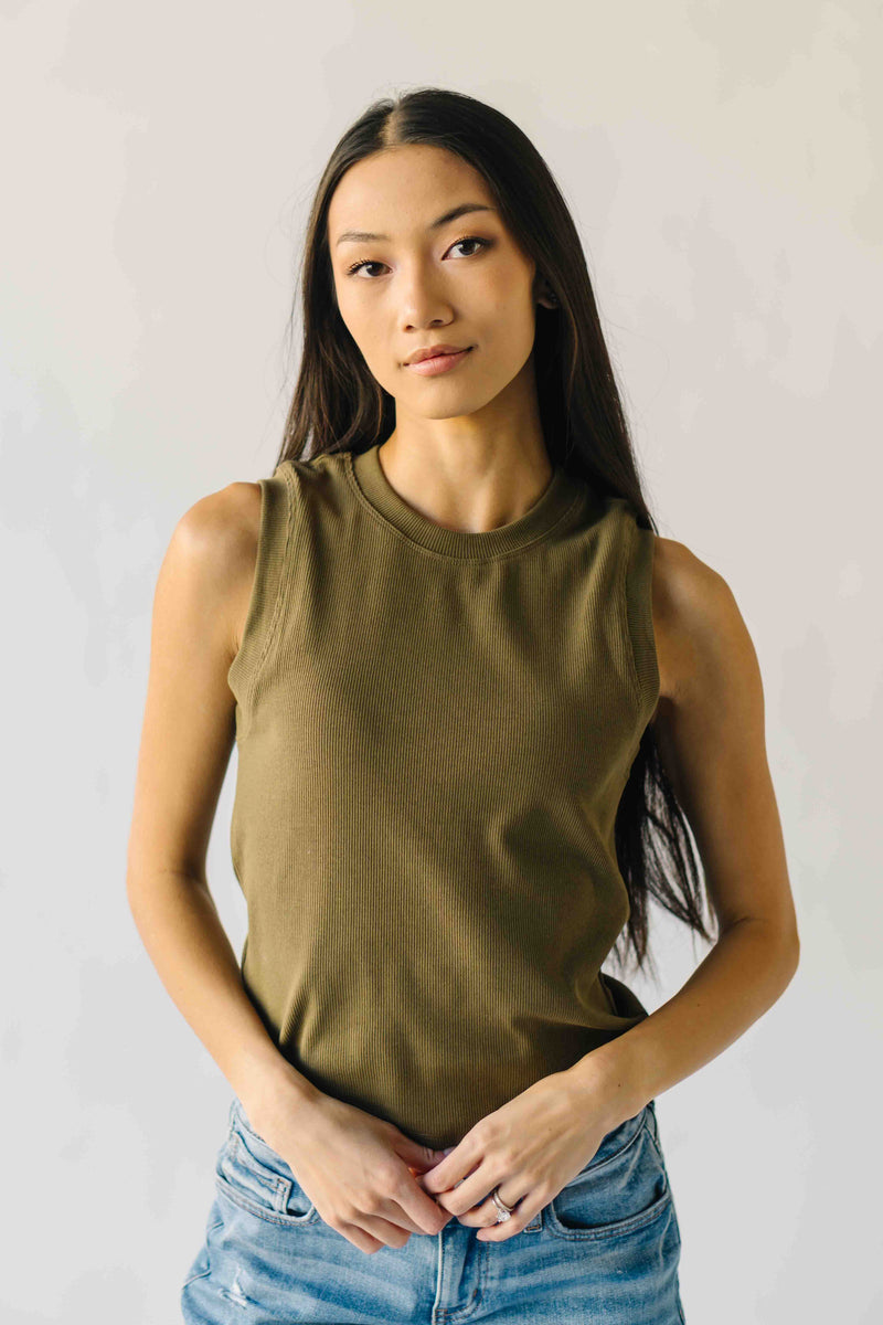 The Denison Basic Ribbed Tank in Olive