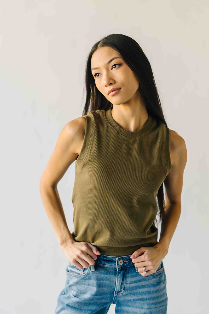 The Denison Basic Ribbed Tank in Olive