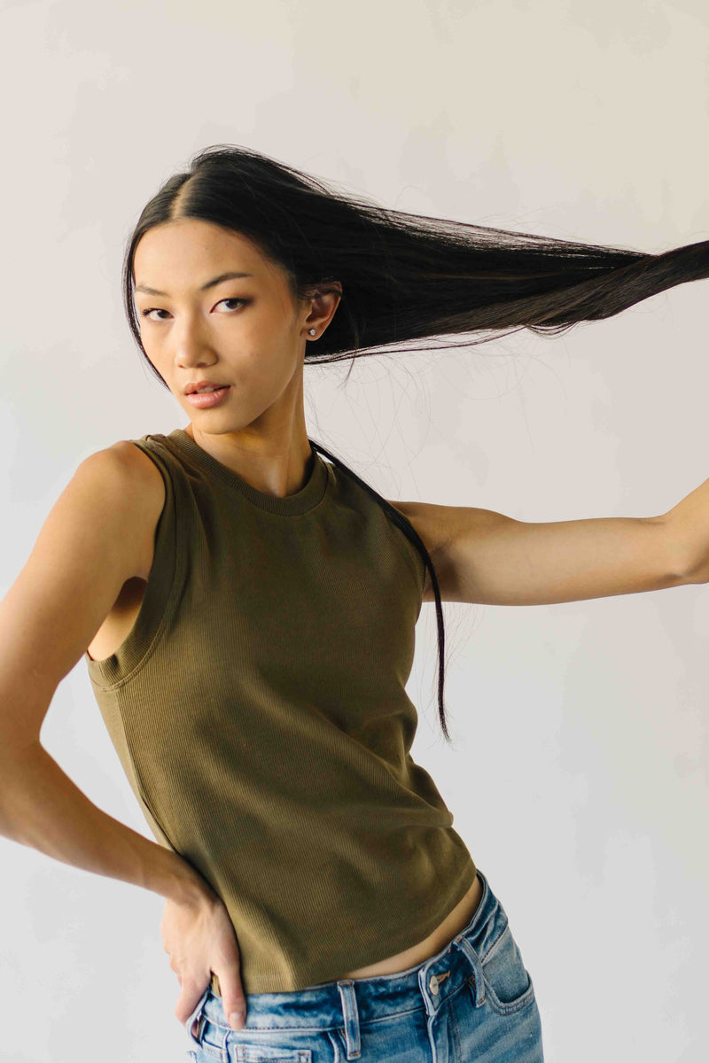 The Denison Basic Ribbed Tank in Olive