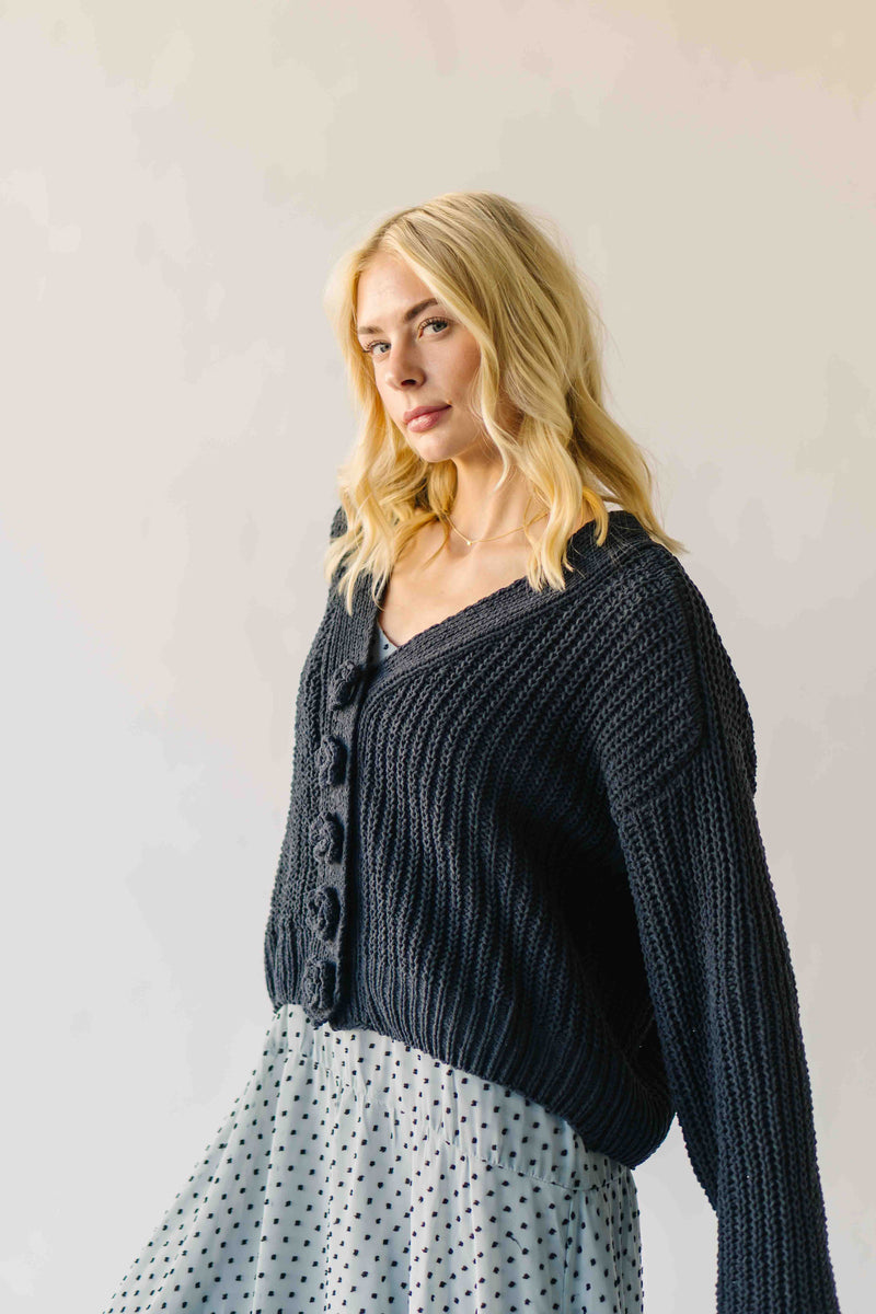 The Brandon Button-Up Cardigan in Charcoal