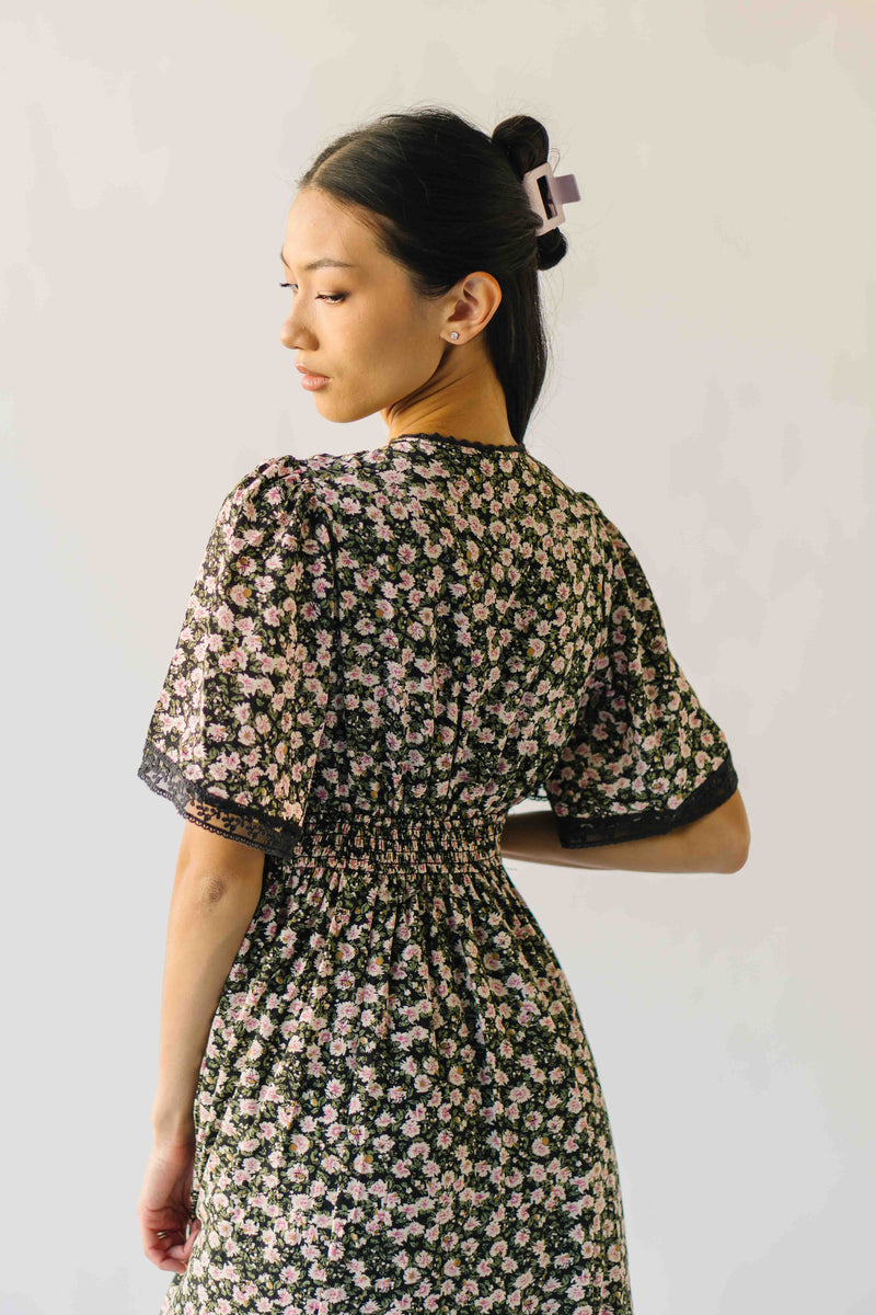 The Willett Lace Detail Maxi Dress in Midnight Rose