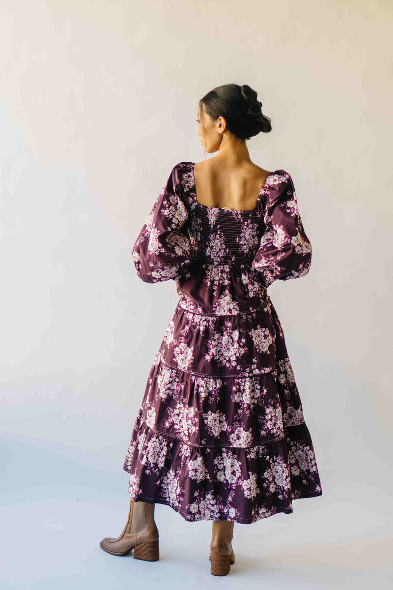 The Marium Tiered Floral Midi Dress in Red