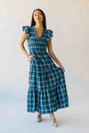 The Fenton Plaid Midi Dress in Navy + Green
