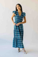 The Fenton Plaid Midi Dress in Navy + Green