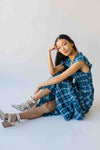 The Fenton Plaid Midi Dress in Navy + Green