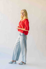 The Morgana Lace Detail Blouse in Red