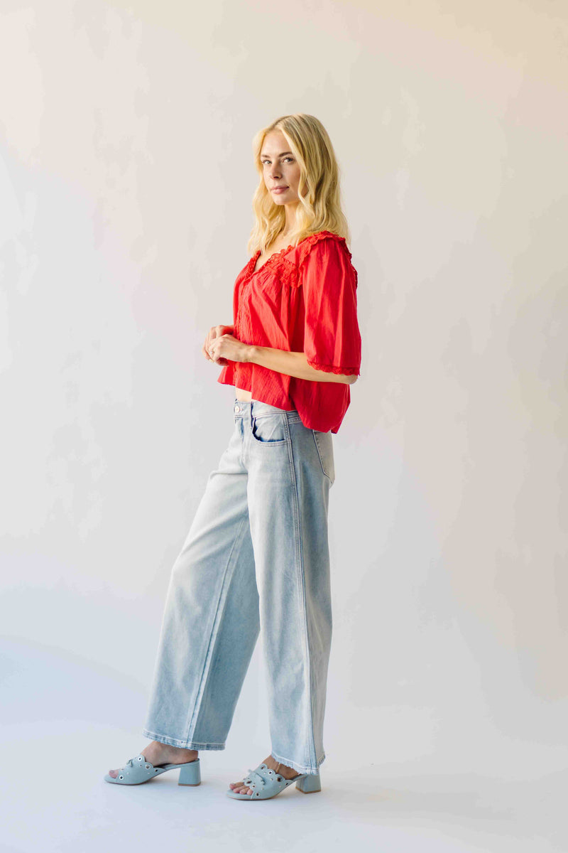 The Morgana Lace Detail Blouse in Red
