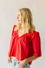 The Morgana Lace Detail Blouse in Red