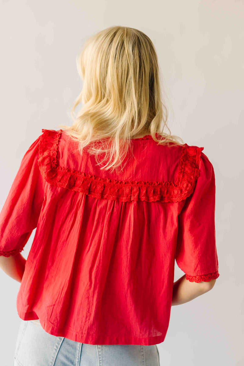 The Morgana Lace Detail Blouse in Red