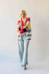 The Nandra Balloon Sleeve Cardigan in Ivory Multi