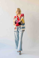 The Nandra Balloon Sleeve Cardigan in Ivory Multi