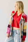 The Nandra Balloon Sleeve Cardigan in Ivory Multi