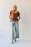 The Denny Lace Trim Button-Up Blouse in Terracotta