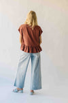 The Denny Lace Trim Button-Up Blouse in Terracotta