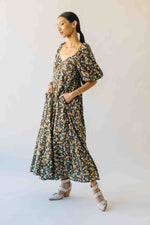 The Claudia Floral Midi Dress in Midnight