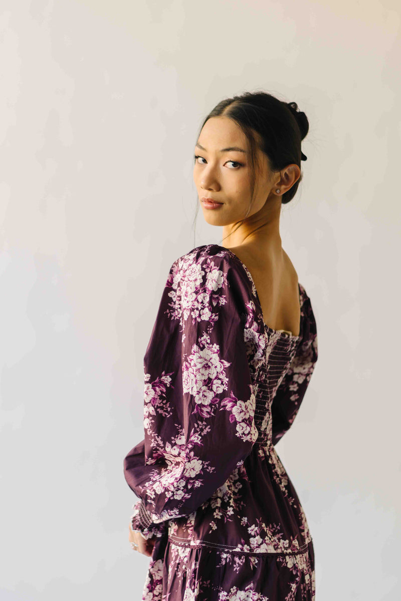 The Marium Tiered Floral Midi Dress in Red