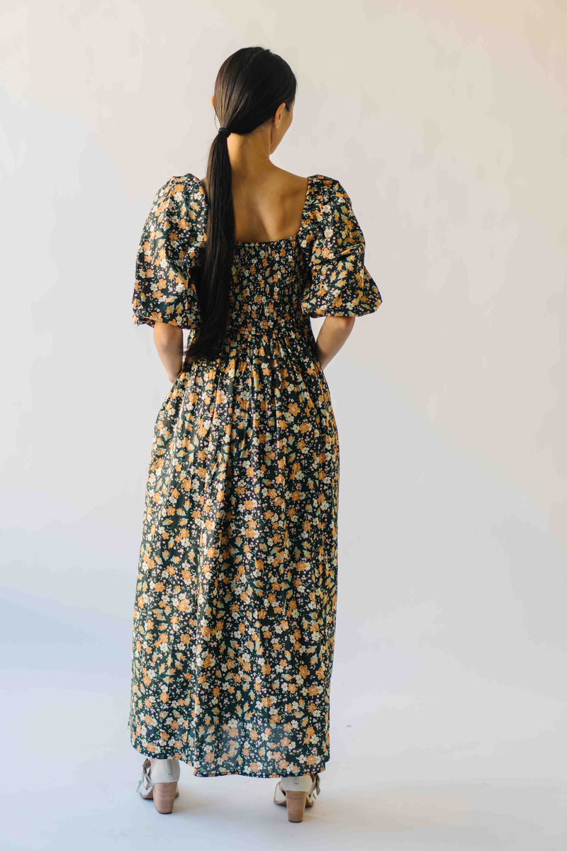 The Claudia Floral Midi Dress in Midnight