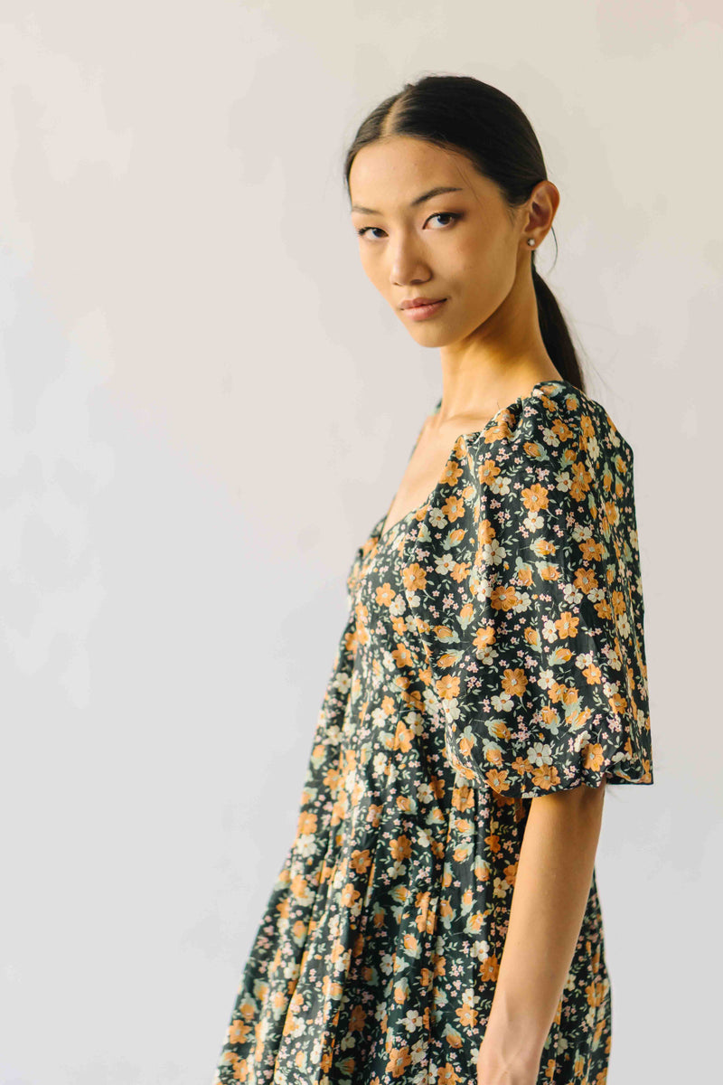 The Claudia Floral Midi Dress in Midnight