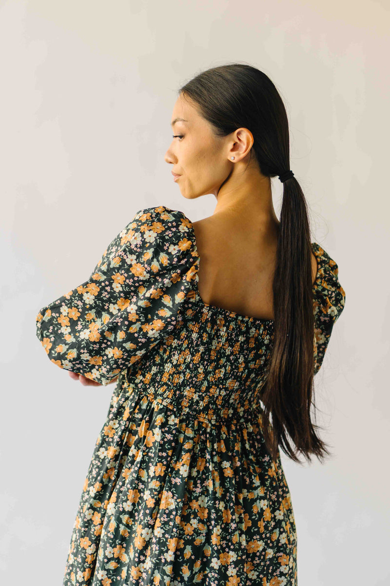 The Claudia Floral Midi Dress in Midnight