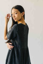 The Lora Washed Cotton Midi Dress in Black