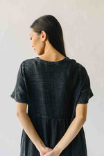 The Lora Washed Cotton Midi Dress in Black