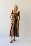 *RESTOCKING END OF OCTOBER* The Kimmy Ruffle Detail Midi Dress in Chocolate Dot