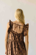 *RESTOCKING END OF OCTOBER* The Kimmy Ruffle Detail Midi Dress in Chocolate Dot