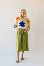 The Latisha Crochet Floral Sweater in Ivory