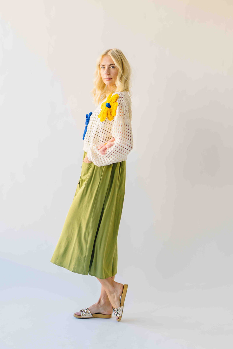 The Latisha Crochet Floral Sweater in Ivory